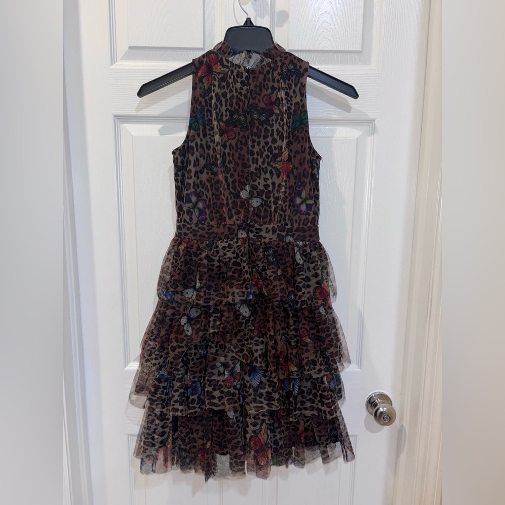 Hannah Banana animal print tiered ruffle dress wi SZ 16 - Picture 5 of 8